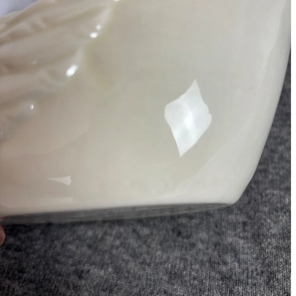 Vintage Ceramic Swan Planter Dish Cream Glossy Home Decor 8 Inch 1986